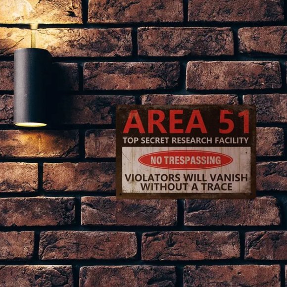 AREA 51 No Tresspassing Warning Sign Halloween Tin Wall Decor 12"x8" ๐๐ฝ๐ธ - Picture 2 of 7